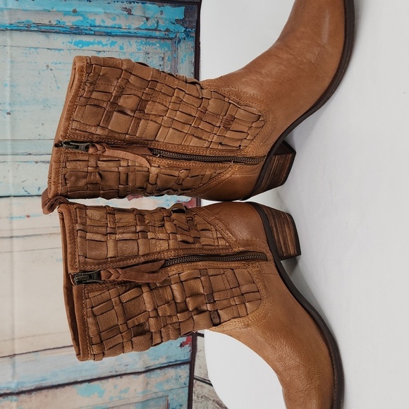 Sheridan Mia Tan Woven Leather Zip Ankle boots - Picture 5 of 8